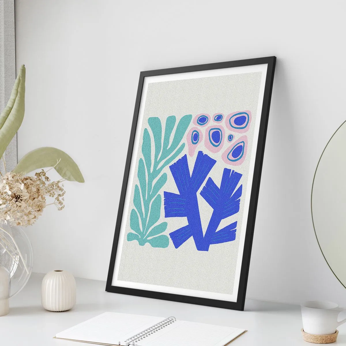 Pôster com moldura preta - Jardim subaquático - 30x40 cm