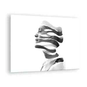 Quadro em vidro - Composição abstrata de um retrato feminino - 70x50cm - Retrato surrealista - Decoração de parede moderna para a sala de estar e quarto ARTTOR