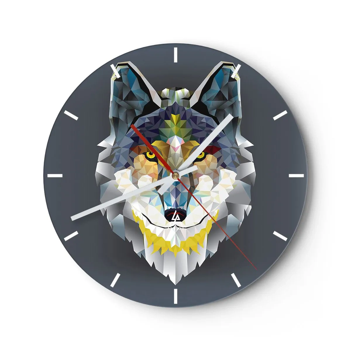 Relógio de parede - Relógio em vidro - Imagem geométrica de um lobo em um fundo escuro - 30x30cm - Quem não quer ser lobo, não lhe veste a pele - Decoração de parede moderna para a sala de estar, cozinha e quarto ARTTOR