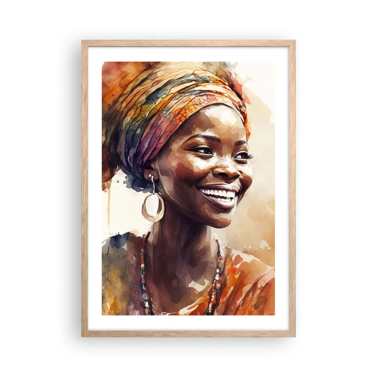 Pôster com moldura de carvalho claro - Rainha africana - 50x70 cm
