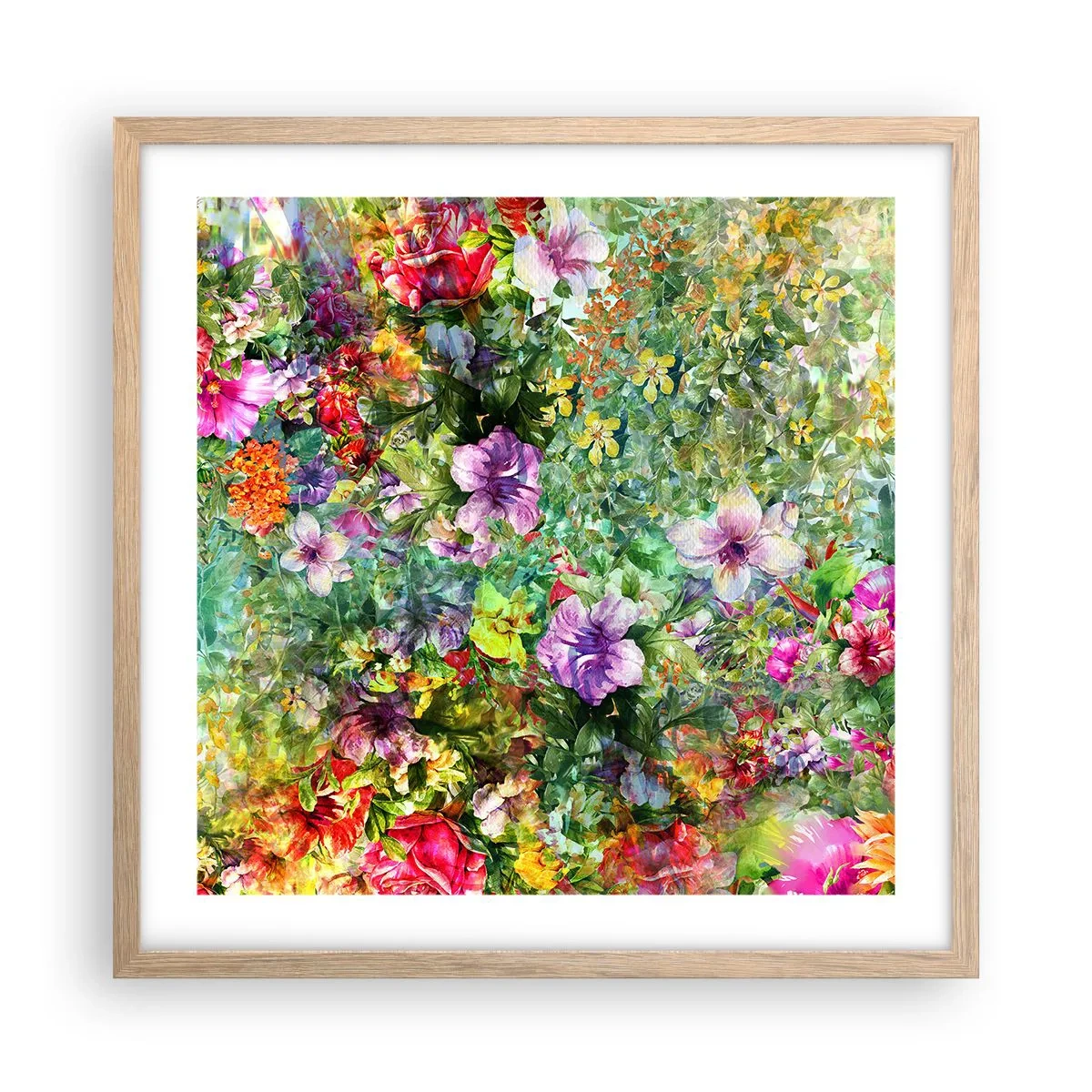 Pôster com moldura de carvalho claro - Nas flores para a perdição - 50x50 cm