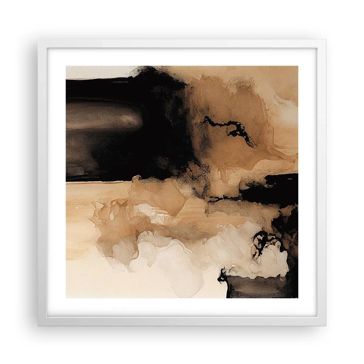 Pôster em moldura branca - Abstração intrigante - 50x50 cm