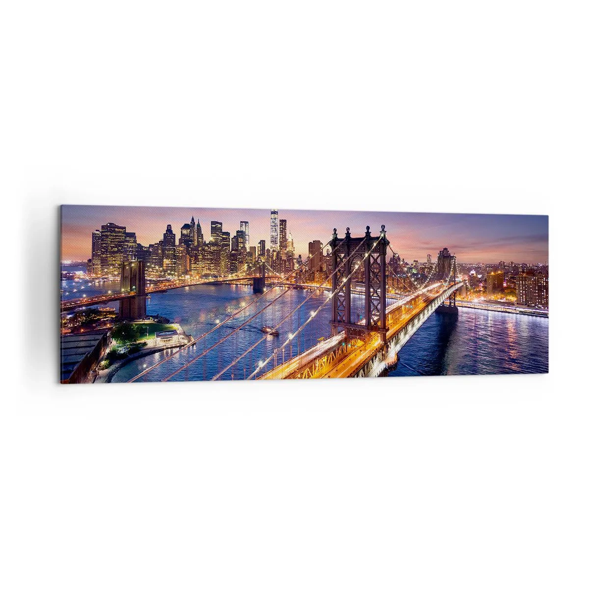 Quadro em tela - Uma ponte luminosa para o coração da cidade - 160x50 cm