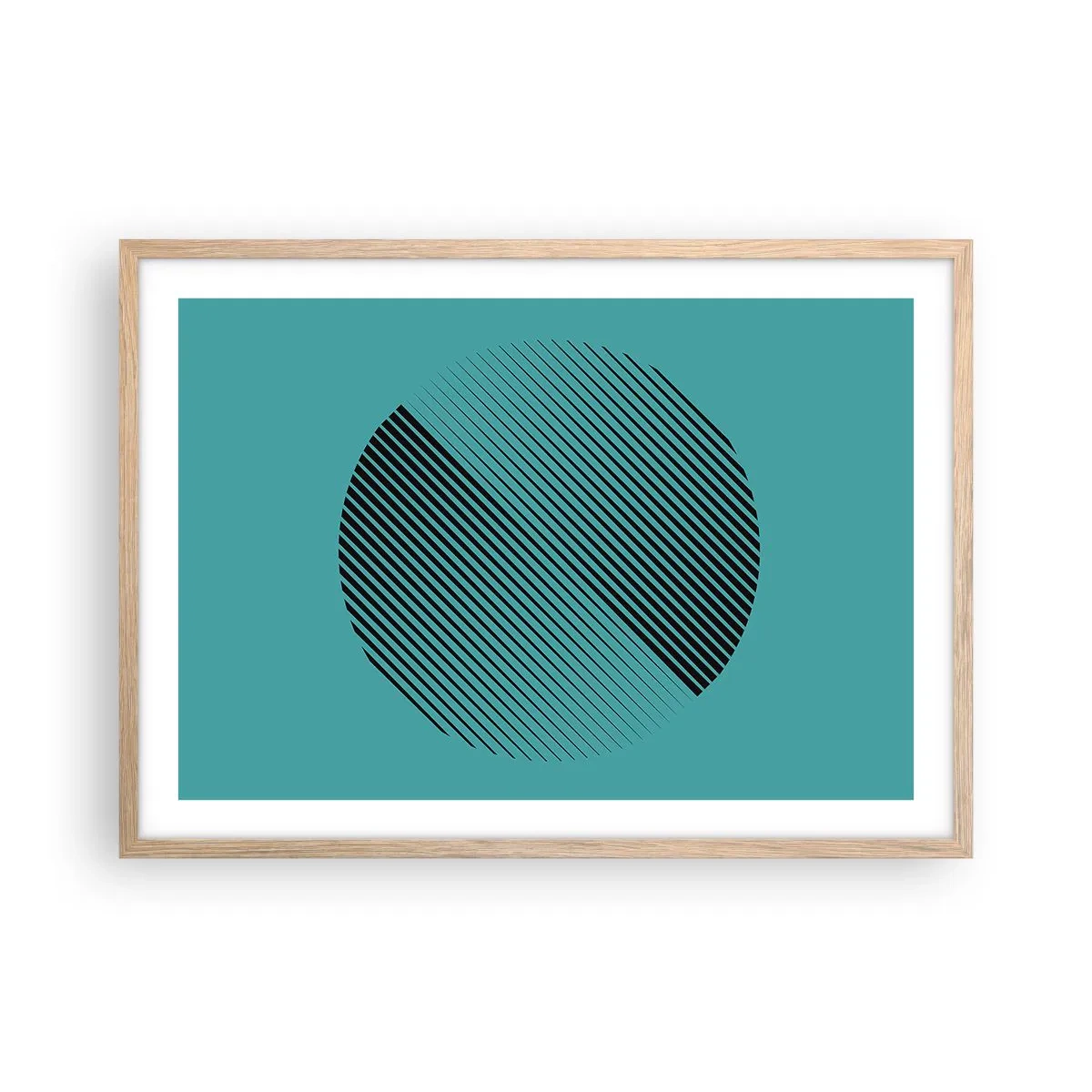 Pôster com moldura de carvalho claro - Círculo – uma variação geométrica - 70x50 cm