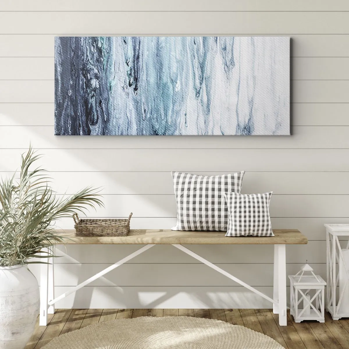 Quadro em tela - Estalactites em azul - 100x40 cm