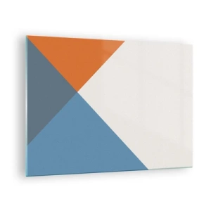 Quadro em vidro - Composição geométrica com triângulos coloridos - 70x50cm - Em termos de... - Decoração de parede moderna para a sala de estar e quarto ARTTOR