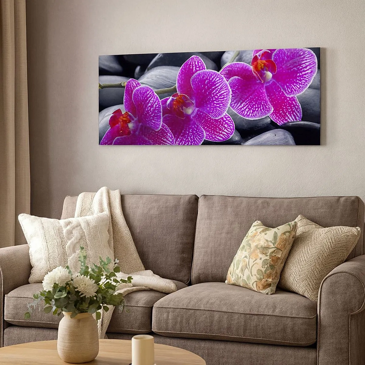 Quadro em tela - As pedras de iluminaram de deleite - 100x40 cm