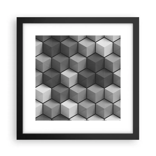 Pôster com moldura preta - Quebra-cabeça cubista - 30x30 cm