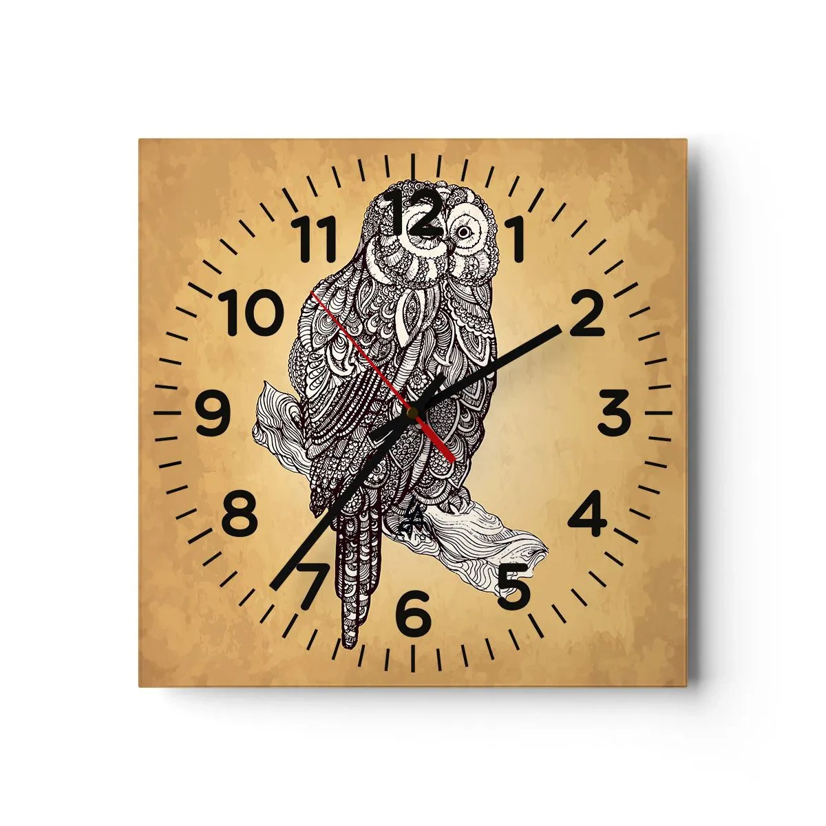 Relógio de parede - Relógio em vidro - Ornamentos intrincados de sabedoria - 40x40 cm