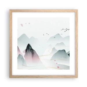 Pôster com moldura de carvalho claro - Acima dos picos - 40x40 cm