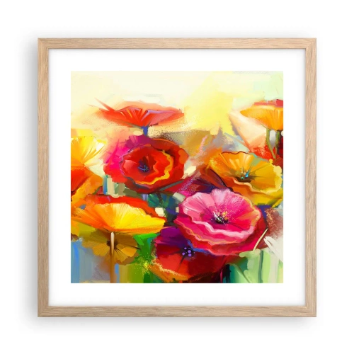 Pôster com moldura de carvalho claro - Não só vermelho - 40x40 cm