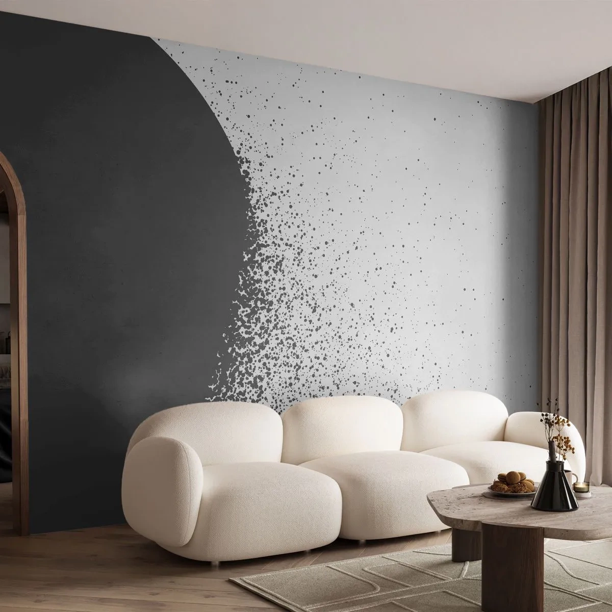 Papel de parede personalizado Premium Canvas - Movimento das moléculas - Abstração, Preto e branco, Gráficos