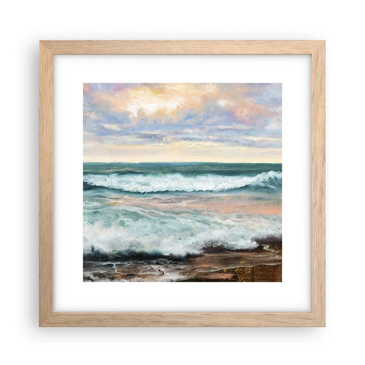 Pôster com moldura de carvalho claro - Aqui suavizas a alma - 30x30 cm