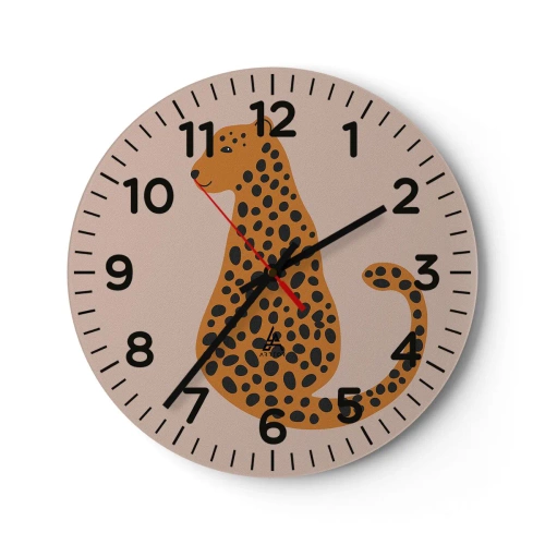 Relógio de parede - Relógio em vidro - A estampa de leopardo está na moda - 30x30 cm