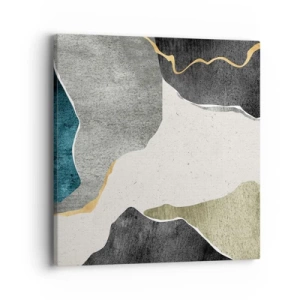 Quadro em tela - Composição de mosaico com fio de ouro - 40x40 cm