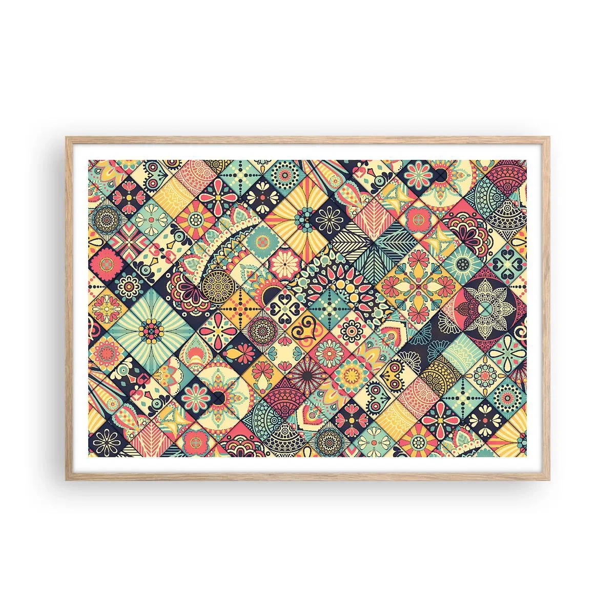 Pôster com moldura de carvalho claro - Vibrações marroquinas - 100x70 cm