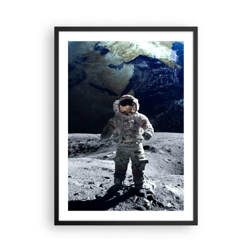 Pôster com moldura preta - Astronauta na superfície da lua - 50x70cm - Saudações da Lua - Decoração de parede moderna para a sala de estar e quarto ARTTOR