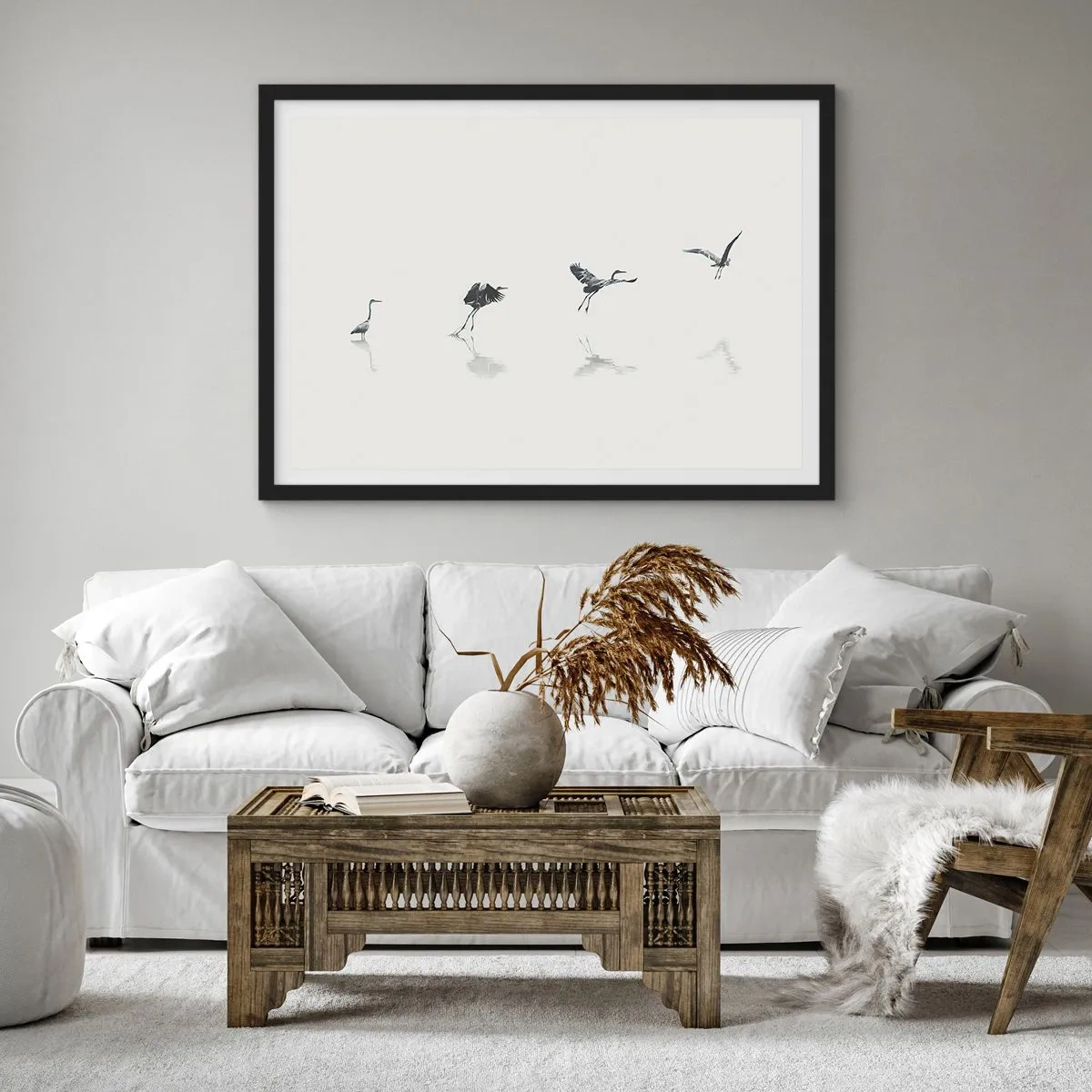 Pôster com moldura preta - Quatro passos simples - 70x50 cm