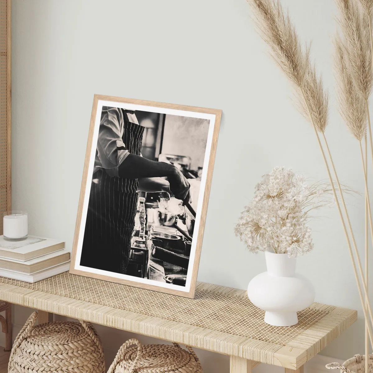 Pôster com moldura de carvalho claro - Alquimia de sabores - 61x91 cm