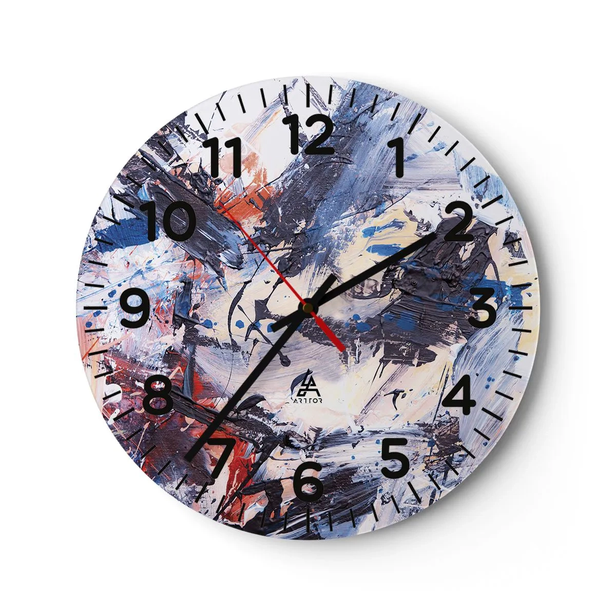 Relógio de parede - Relógio em vidro - Dança louca da abstração - 40x40 cm