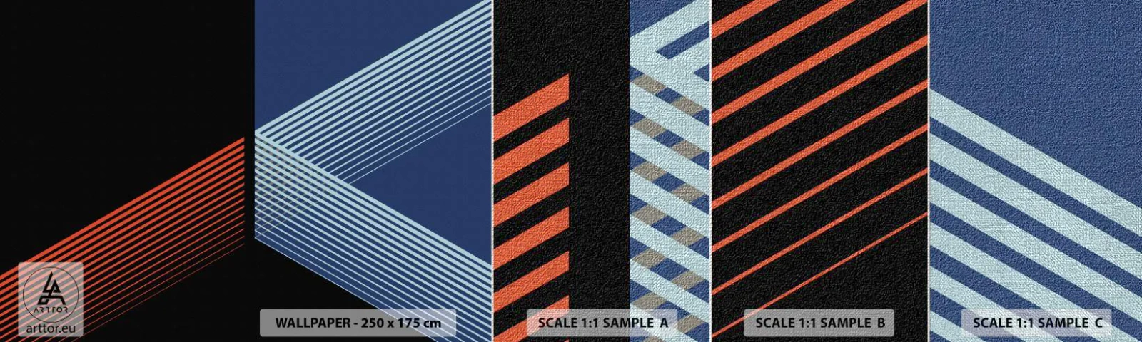 Amostra de papel de parede Premium Canvas - Uma história simples - Abstração, Pedaço, Linear - 100x30 cm