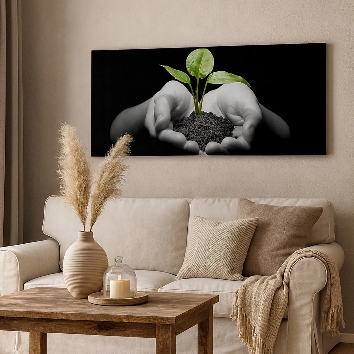 Quadro em tela - Eu amo a natureza, eu a protejo - 100x40 cm