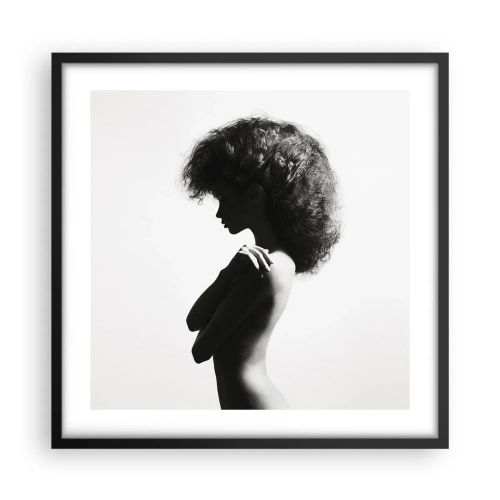 Pôster com moldura preta - Como uma flor em um caule fino - 50x50 cm