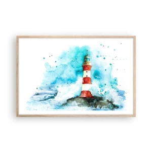 Pôster com moldura de carvalho claro - Unidade dos elementos da natureza - 91x61 cm