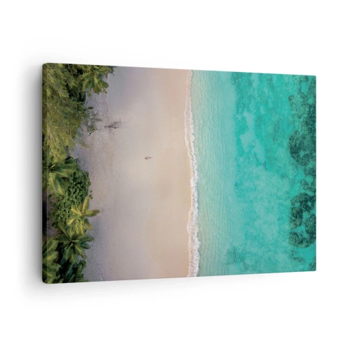 Quadro em tela - Vista aérea de uma praia tropical com água azul-turquesa - 70x50cm - Praia do paraíso - Decoração de parede moderna para a sala de estar e quarto ARTTOR