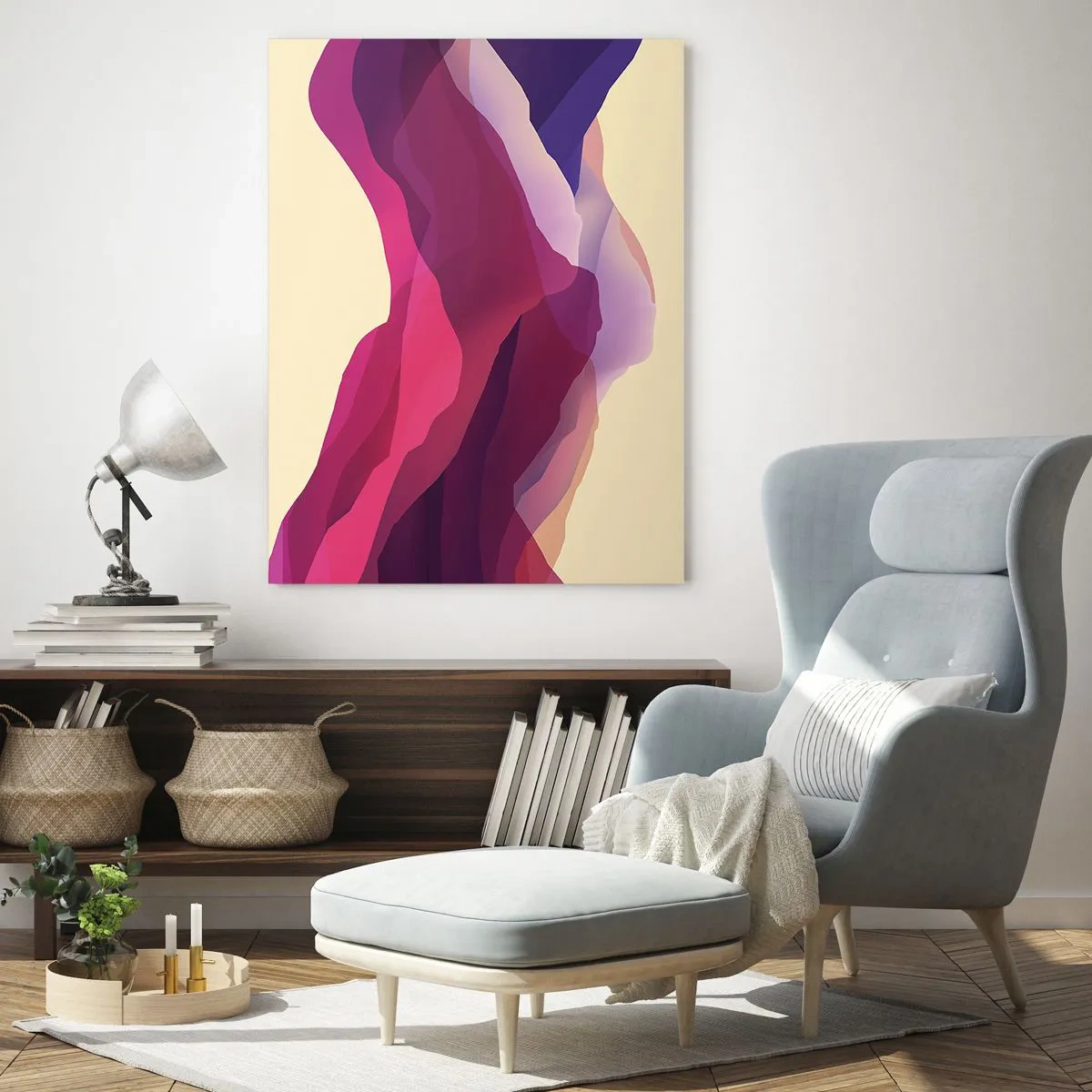 Quadro em vidro - Ondas de roxo - 50x70 cm