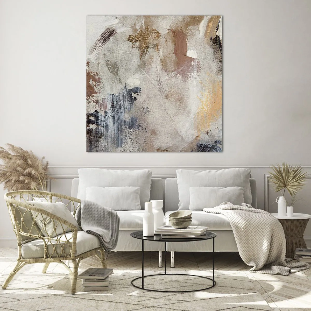 Quadro em vidro - Abstração enevoada - 60x60 cm