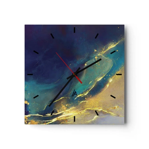 Relógio de parede - Relógio em vidro - Piscina dourada - 30x30 cm