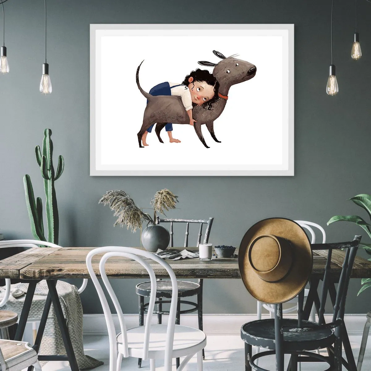 Pôster em moldura branca - Melhores amigos - 70x50 cm