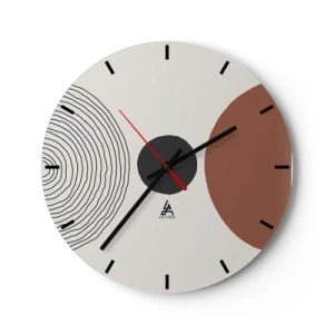 Relógio de parede - Relógio em vidro - Linhas concêntricas e círculos geométricos em contraste - 30x30cm - Em destaque - Decoração de parede moderna para a sala de estar, cozinha e quarto ARTTOR