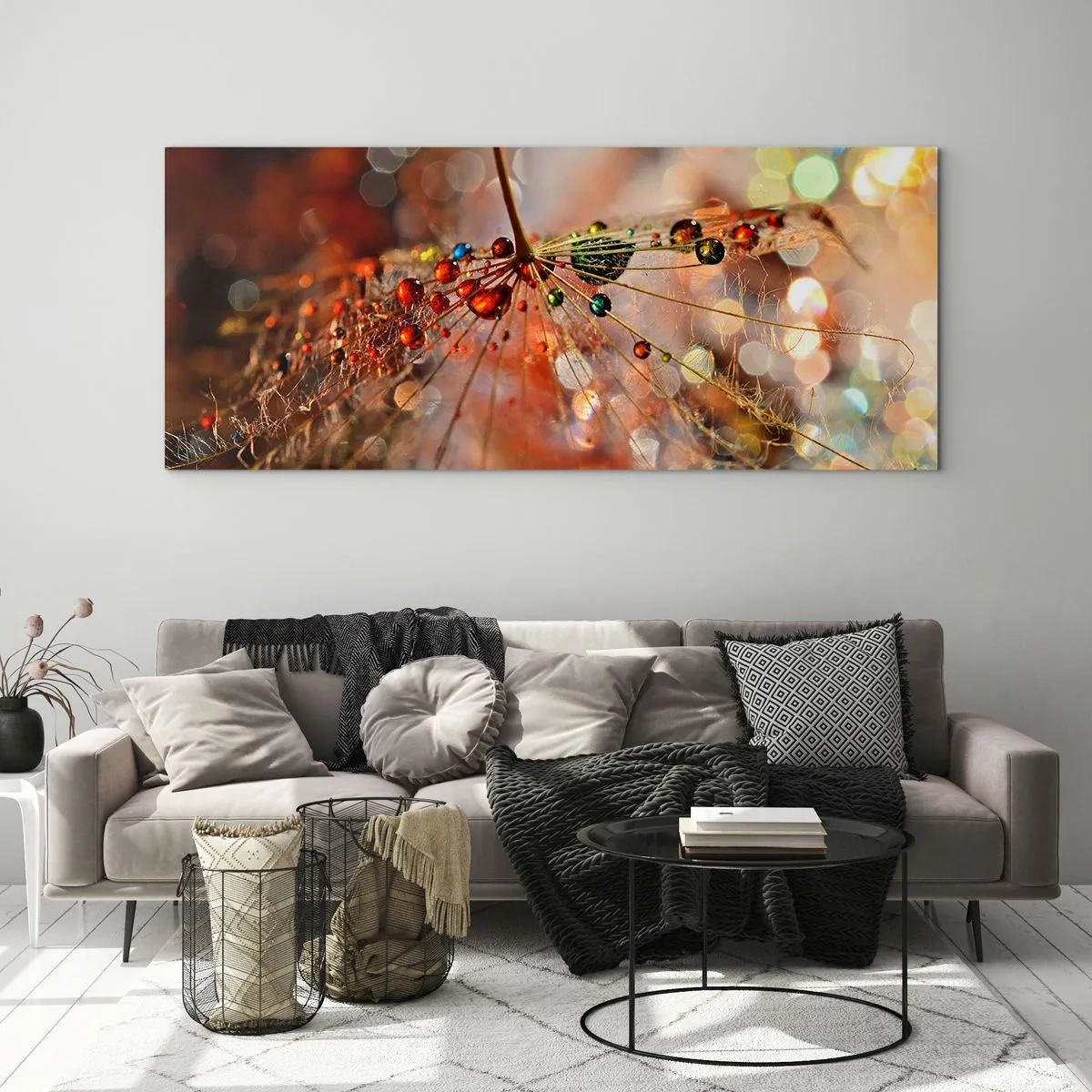 Quadro em vidro - Enroscado numa teia de aranha - 140x50 cm