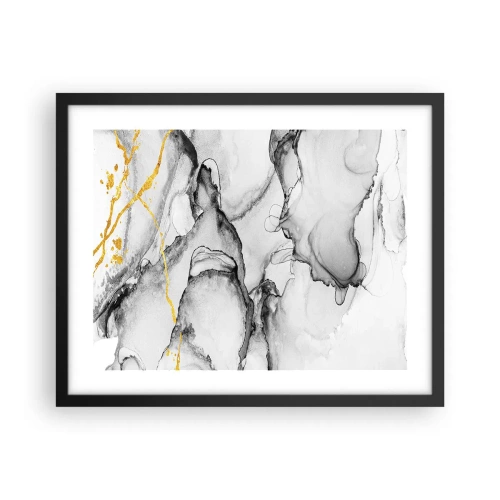 Pôster com moldura preta - Composição dourada - 50x40 cm