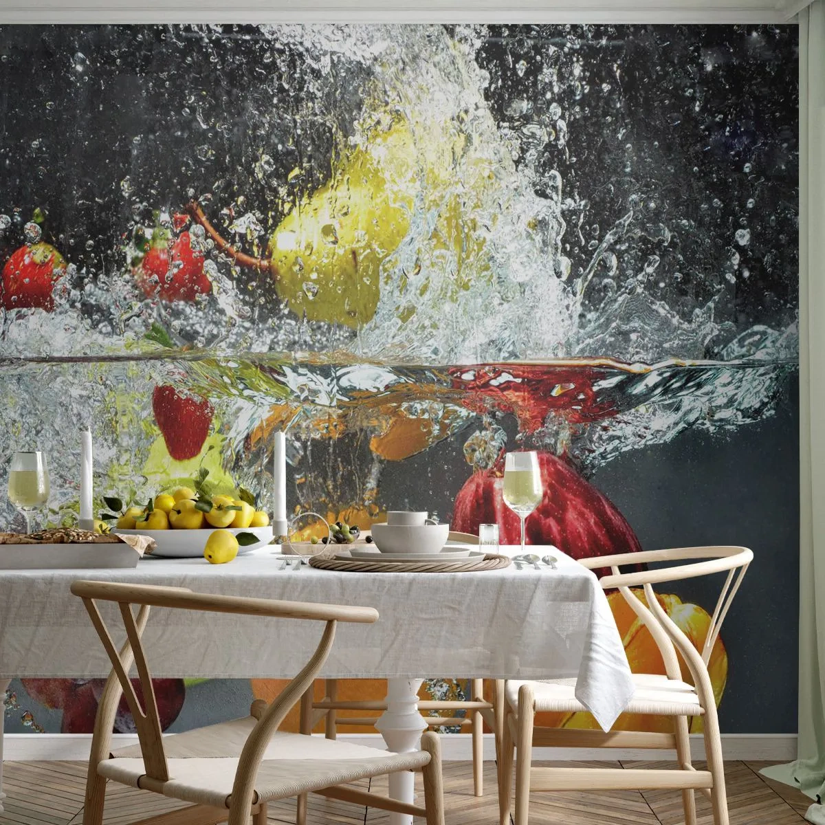 Papel de Parede Premium Canvas - Refresco de frutas - Fruta, Água, Cozinha - 250x175 cm