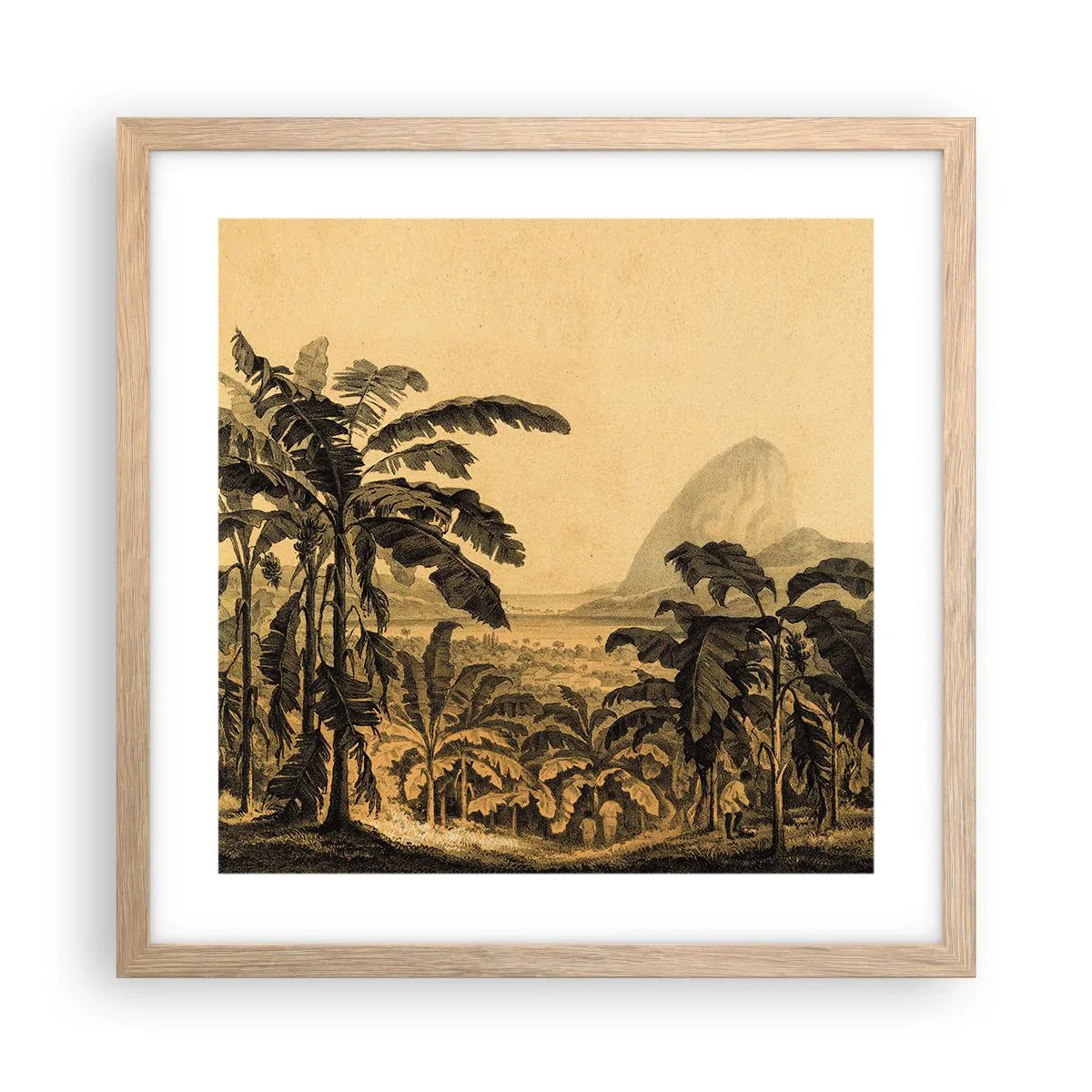 Pôster com moldura de carvalho claro - num clima colonial - 40x40 cm