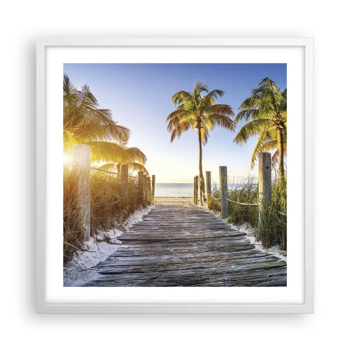 Pôster em moldura branca - Direto para o paraíso - 50x50 cm