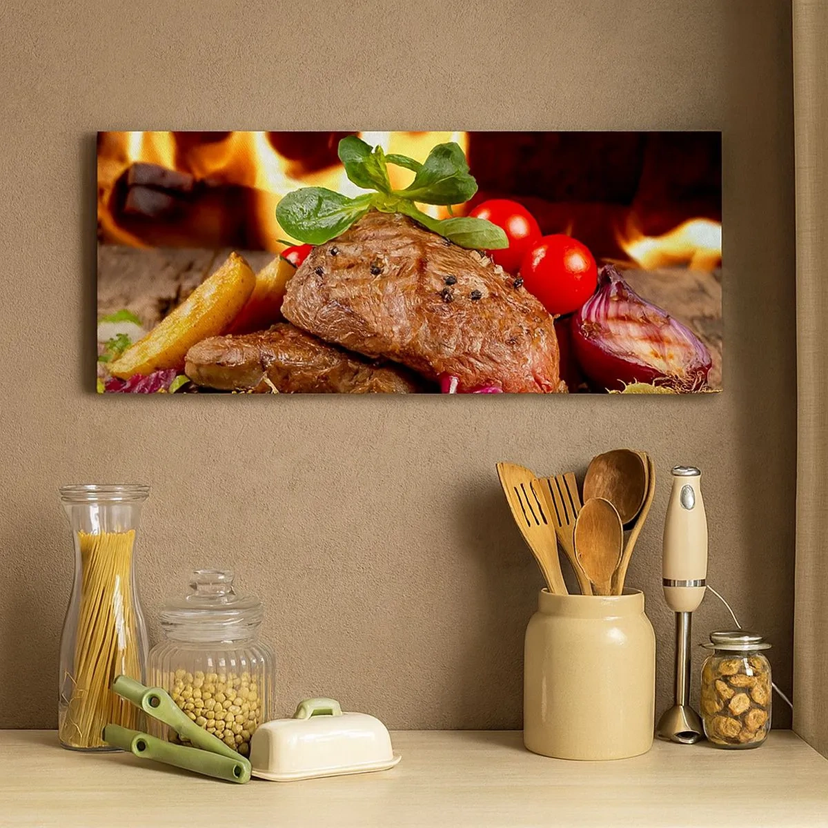 Quadro em tela - Feito com brasas - 100x40 cm