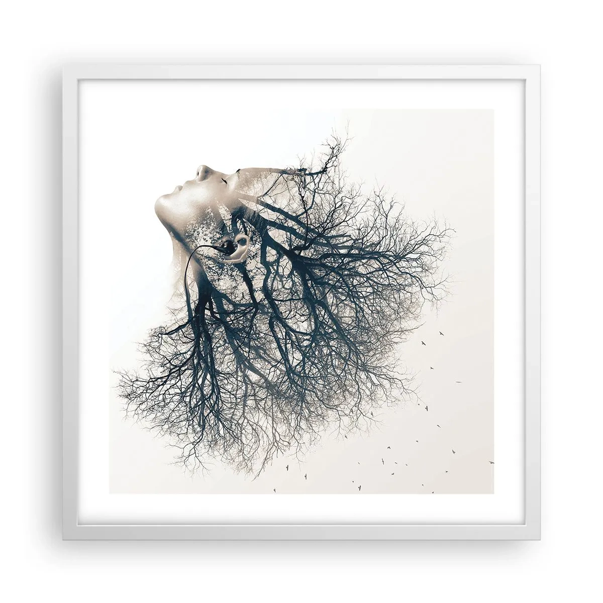 Pôster em moldura branca - Ouvir o sussurro da árvore - 50x50 cm