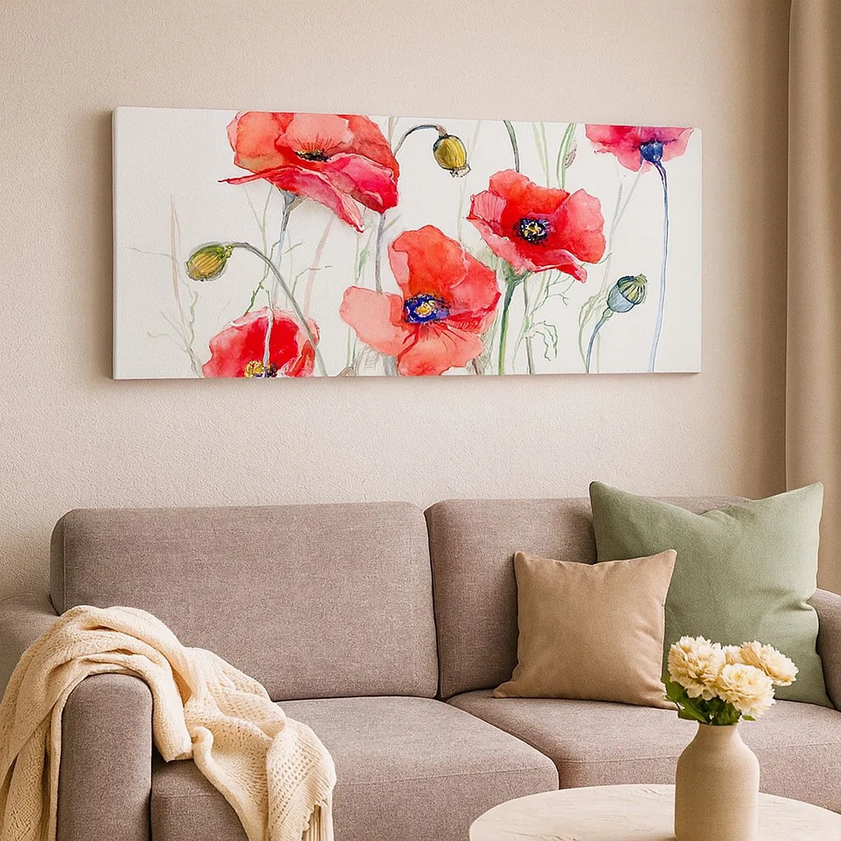 Quadro em tela - Flores polacas - 100x40 cm