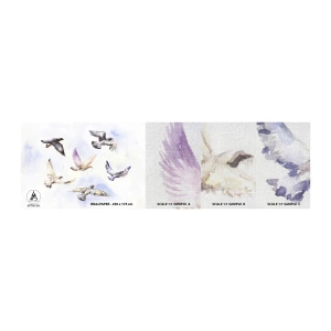 Amostra de papel de parede Premium Canvas - Liberdade em cinza e azul - Pássaros, Gráficos, Pedaço - 100x30 cm