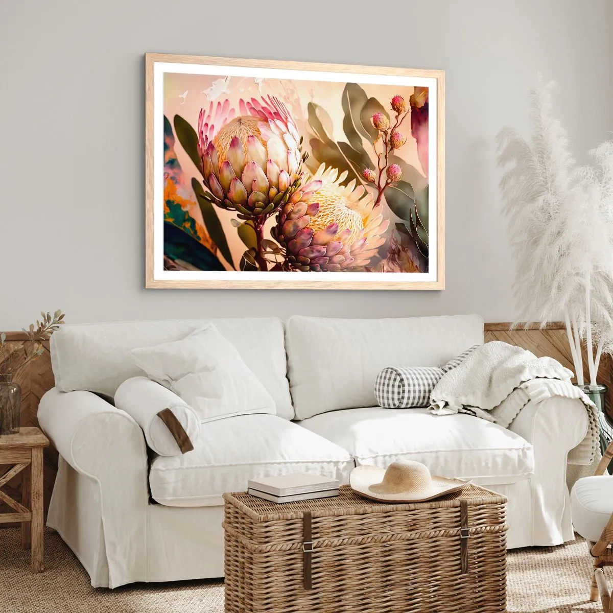 Pôster com moldura de carvalho claro - Abraçado com ternura - 70x50 cm