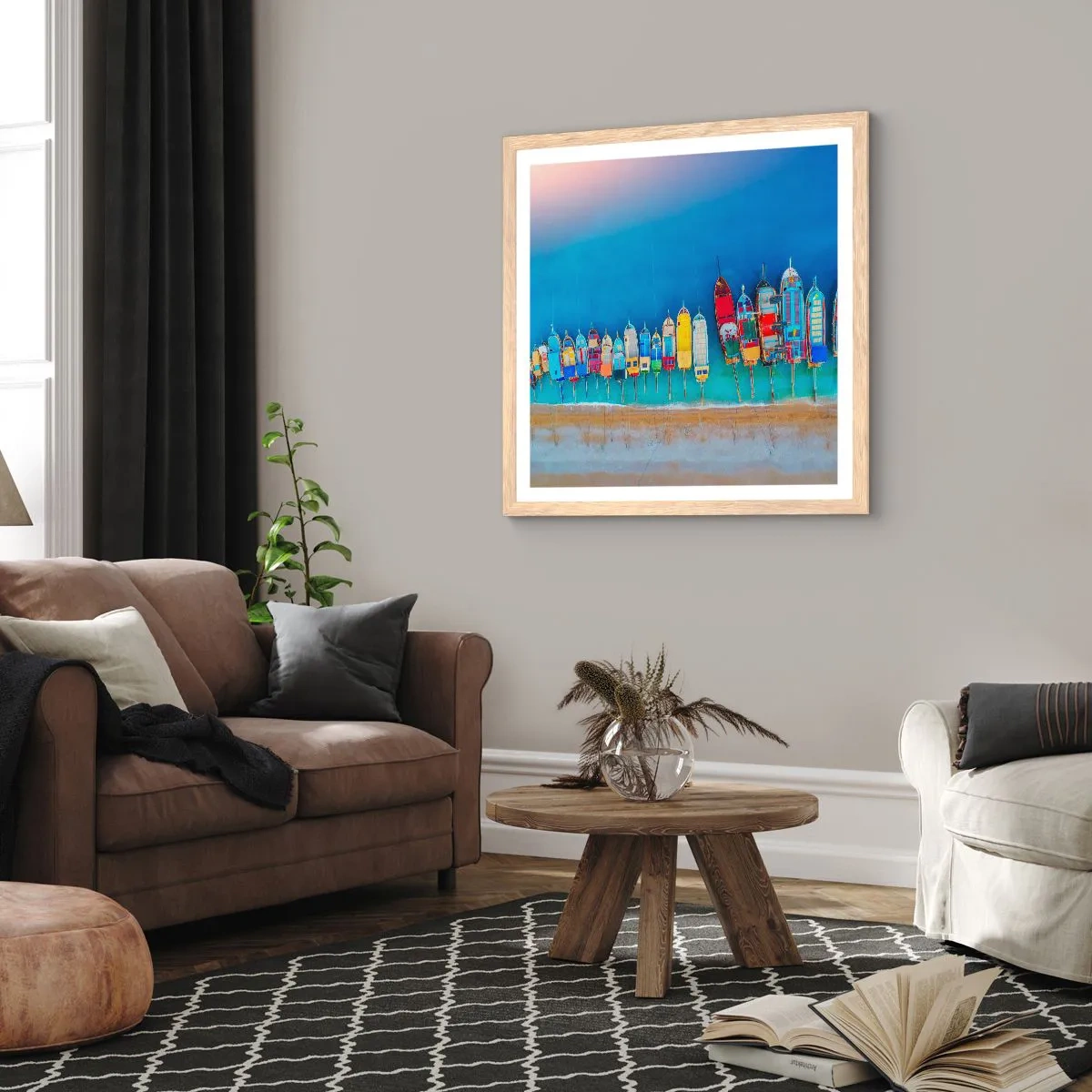 Pôster com moldura de carvalho claro - Vista panorâmica - 60x60 cm