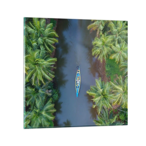 Quadro em vidro - Em uma trilha tropical - 60x60 cm