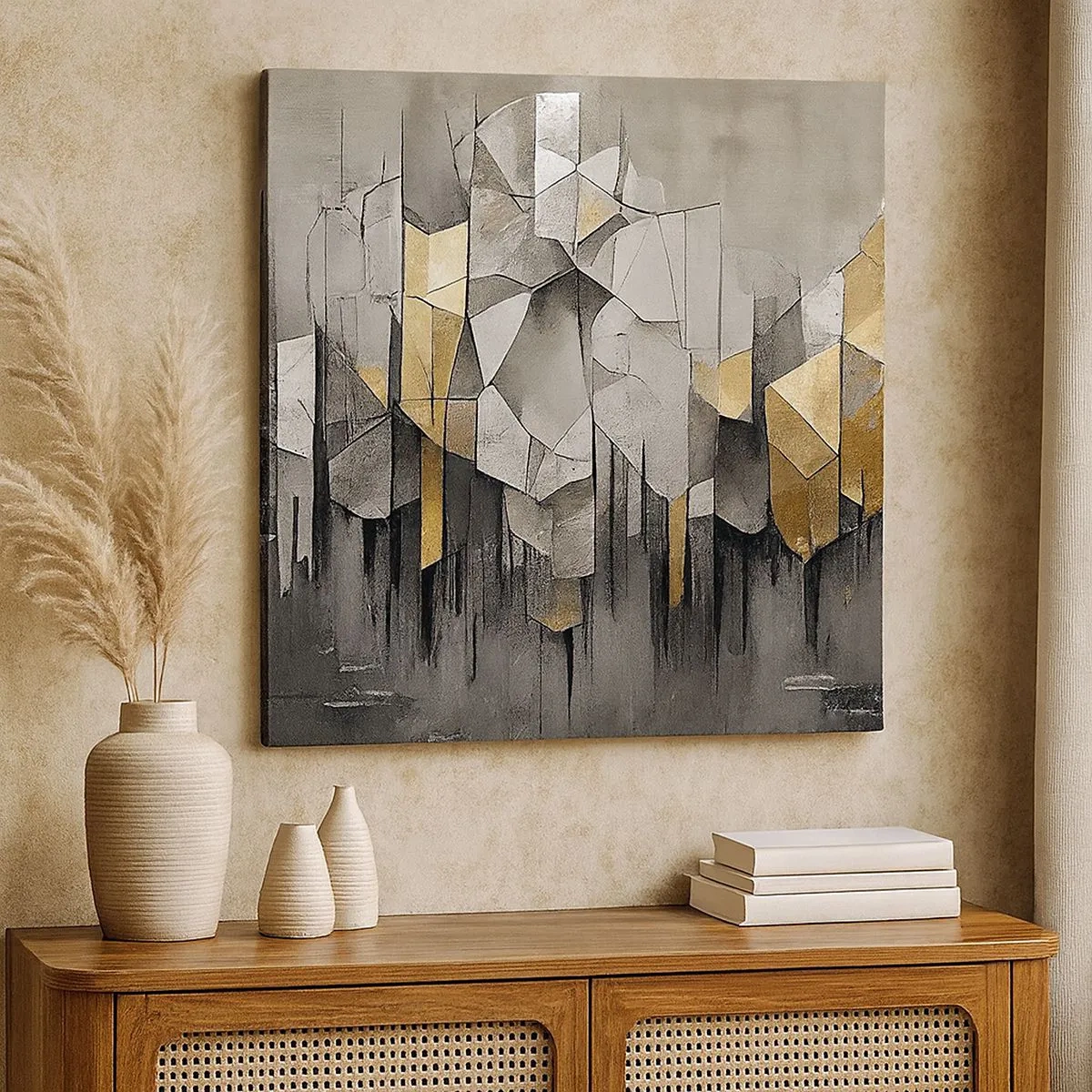 Quadro em tela - Composição de gelo e luz - 30x30 cm