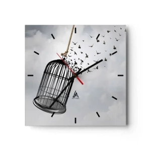 Relógio de parede - Relógio em vidro - Fé... Esperança... Liberdade! - 30x30 cm