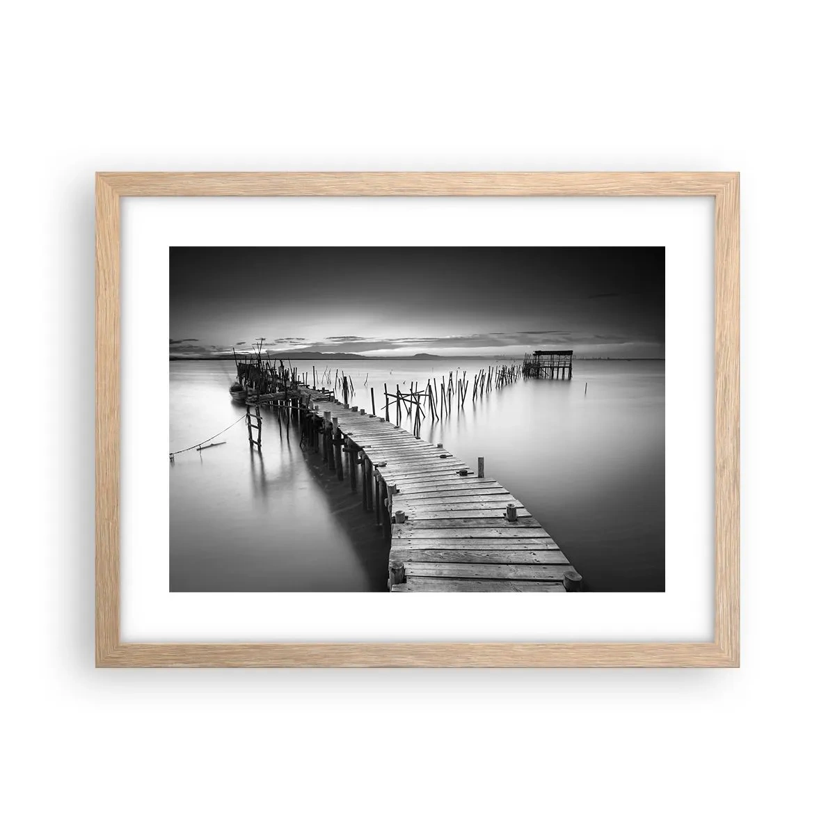 Pôster com moldura de carvalho claro - A tranquilidade de uma costa esquecida - 40x30 cm