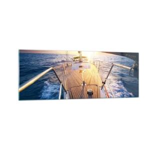 Quadro em vidro - Correr sobre as ondas - 140x50 cm